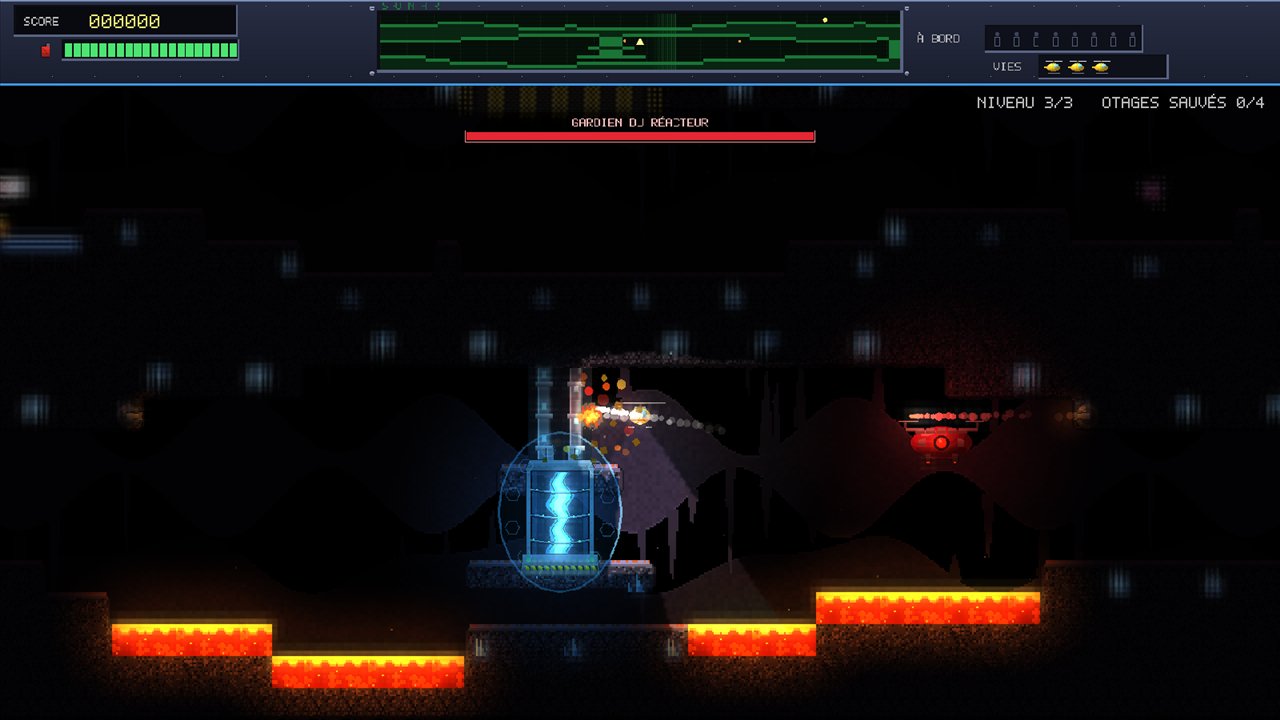 The reactor and its guardian above a lava floor